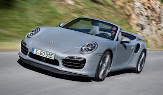 Porsche 911 Turbo Cabriolet front quarter tracking
