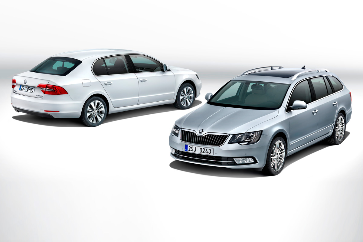 Skoda Superb 2013 front and rear hatchback and estate