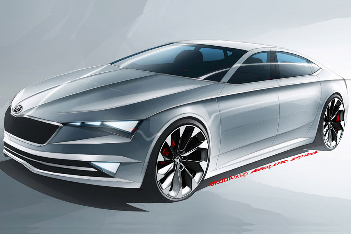 Skoda Vision C sketch front quarter