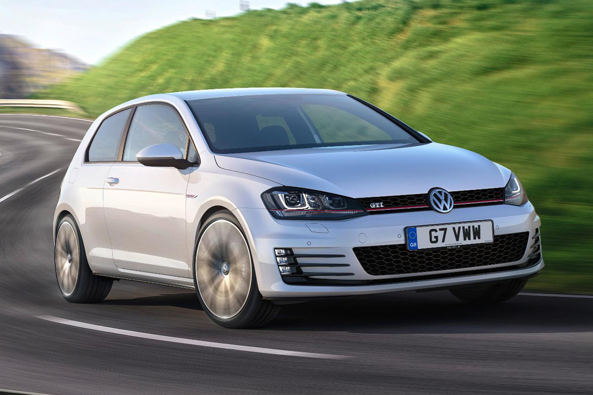 Volkswagen Golf GTI hatchback 2013 front quarter on road