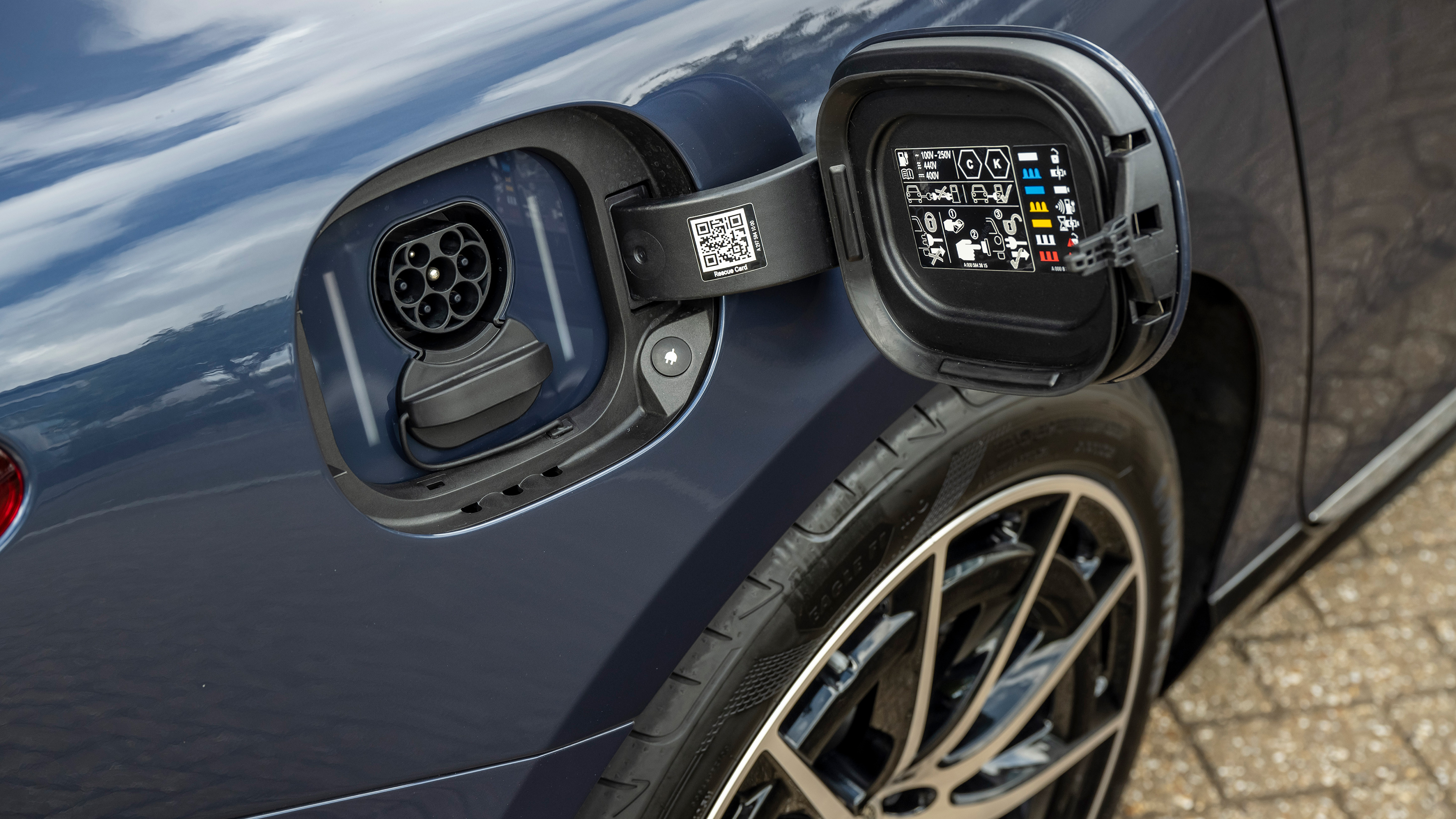 Mercedes EQS hatchback charging flap