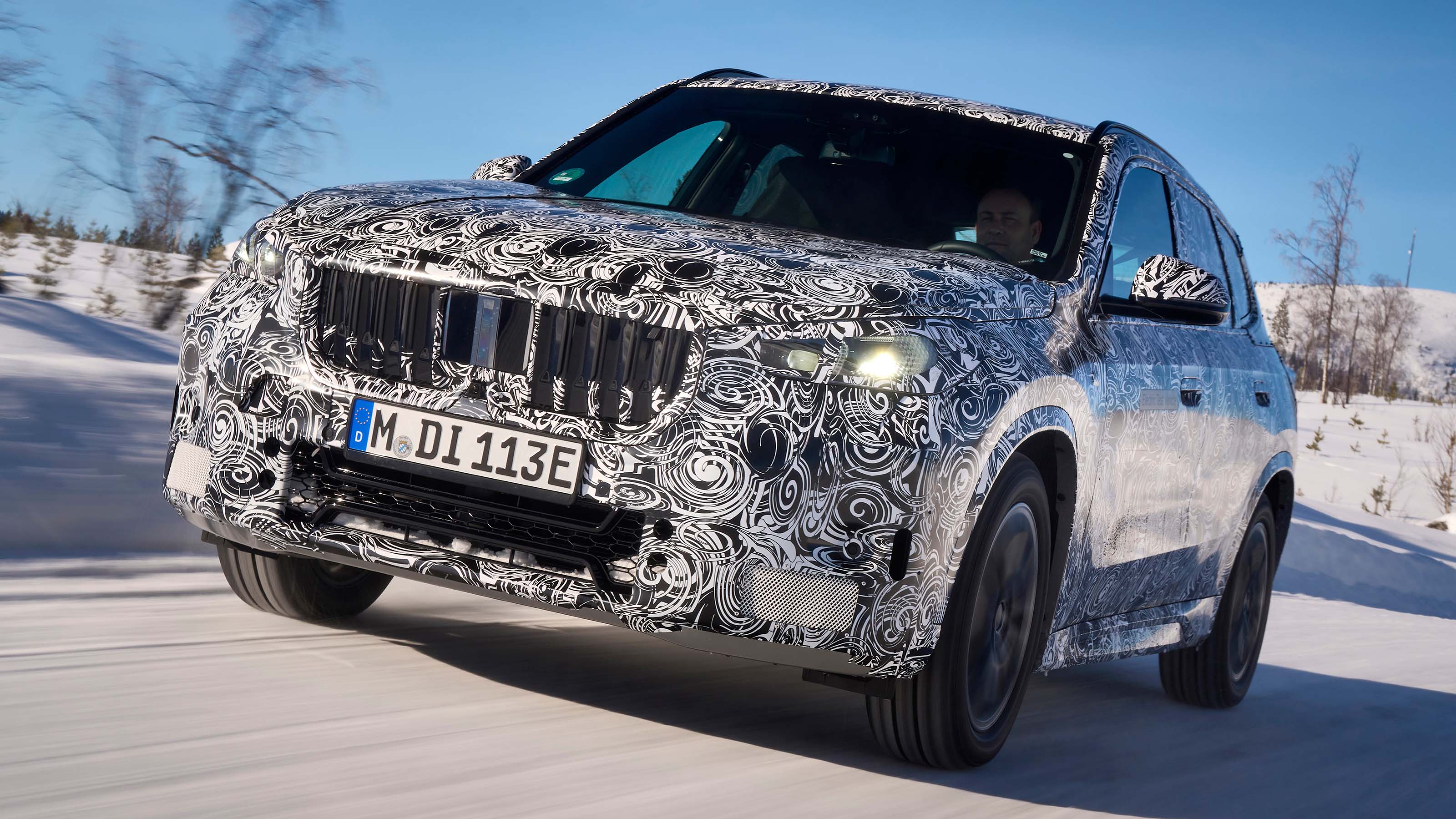BMW iX1 winter testing front quarter